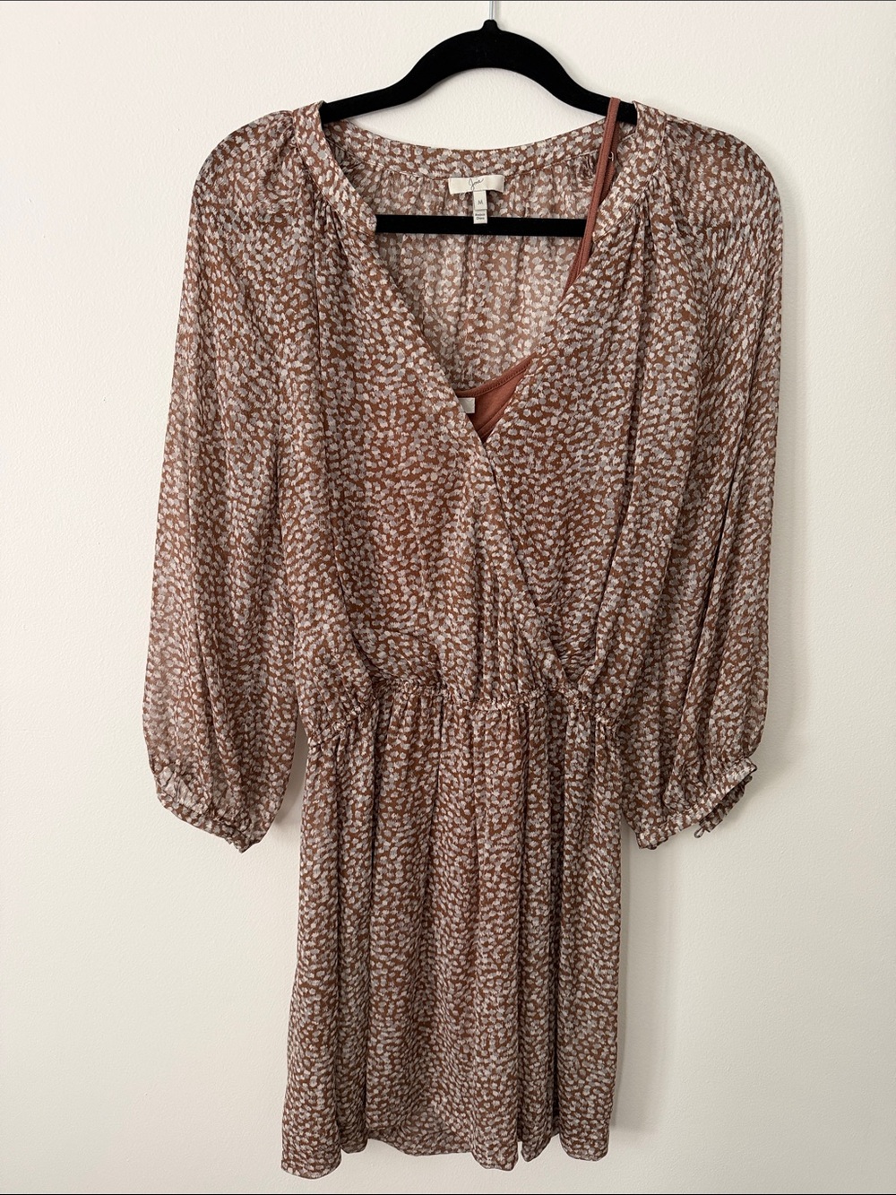 Joie Brown Printed Long Sleeve Wrap-Style Dress